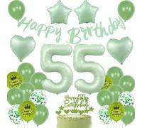 Ballon vert 55 ans anniversaire,Ballon vert sauge 55 ans Femme,Vert 55 ans anniversaire décoration fête,Ballon 55 ans anniversaire Homme Femme Sage vert,Decoration Anniversaire 55 ans ballons