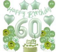 Ballon vert 60 ans anniversaire,Ballon vert sauge 60 ans Femme,Vert 60 ans anniversaire décoration fête,Ballon 60 ans anniversaire Homme Femme Sage vert,Decoration Anniversaire 60 ans ballons