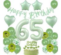 Ballon vert 65 ans anniversaire,Ballon vert sauge 65 ans Femme,Vert 65 ans anniversaire décoration fête,Ballon 65 ans anniversaire Homme Femme Sage vert,Decoration Anniversaire 65 ans ballons