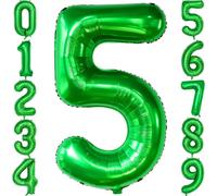 Ballon vert en forme de chiffre 5 en feuille d'hélium Mylar pour décoration de fête d'anniversaire, anniversaire de mariage - 101,6 cm