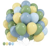 Ballon vert sauge, bleu poussiéreux, jaune (30,5 cm, bleu ardoise) avec ballons vert olive et jaune pour fête prénatale, fête prénuptiale, anniversaire, fête sur le thème des abeilles