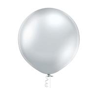 Ballon XL 60 cm en latex pastel chromé métallisé géant pour décoration d'anniversaire et fête en latex bio (Argent chromé)