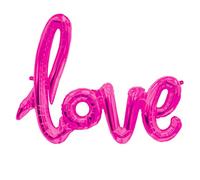 ballonfritz® Ballon en aluminium rose vif avec inscription « Love » - Taille XXL - Pour décoration de mariage, cadeau ou surprise d'amour pour la Saint-Valentin