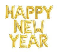 ballonfritz® Ballon Happy New Year Inscription dorée - Ballon en aluminium XXL comme décoration de réveillon du Nouvel An, bienvenue, cadeau de fête du Nouvel An ou surprise de réception