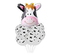 ballonfritz® Lot de 11 ballons en forme de tête de vache - Motif animaux de la jungle - Taille XXL - 63 x 46 x 20 cm - Pour cadeau d'anniversaire, décoration de fête ou surprise