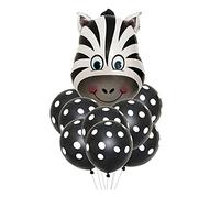 ballonfritz® Lot de 11 ballons Safari - Motif tête de zèbre - XXL - 65 x 45 x 20 cm - Cadeau d'anniversaire, décoration de fête ou surprise pour l'anniversaire d'enfant