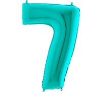Ballonim Ballon en forme de chiffre 0 à 9, 100 cm, bleu, turquoise, menthe, taille XXL, (nombre 7)