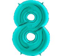 Ballonim Ballon en forme de chiffre 0 à 9, 100 cm, bleu, turquoise, menthe, taille XXL, (nombre 8)