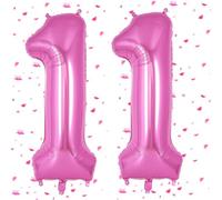 Ballons 11 Rose Chaud,101cm Foil Ballons Chiffre 11 Rose, Grands Ballon Numéro 11,Décoration 11 ans pour Garcon Fille Anniversaires Fête Deco
