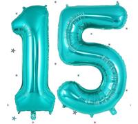 Ballons 15 Bleu,101cm Foil Ballons Chiffre 15 Bleu Tifney, Grands Ballon Numéro 15,Décoration 15 ans pour Garcon Fille Anniversaires Fête Deco