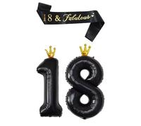 Ballons 18 Ans Avec Lanières et Couronne - Parfaits Pour les Fêtes d'Anniversaire de Garçons et Filles, Décorations de Fête
