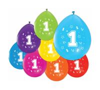 Ballons 2-seitige gedruckte Nummer 1, 8st.