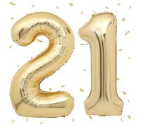 Ballons 21 Or Clai,101cm Foil Ballons Chiffre 21 Or, Grands Ballon Numéro 21,Décoration 21 ans pour Femme Homme Anniversaires Fête Deco