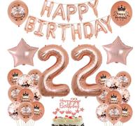 Ballons 22 ans anniversaire femme or rose décoration ballon gonflable 22 ans décoration anniversaire femme or rose set happy Birthday 22 décorations
