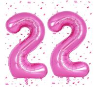 Ballons 22 Rose Chaud,101cm Foil Ballons Chiffre 22 Rose, Grands Ballon Numéro 22,Décoration 22 ans pour Femme Homme Anniversaires Fête Deco