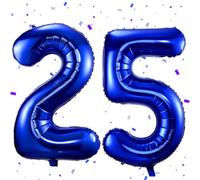 Ballons 25 Bleu Foncé,101cm Foil Ballons Chiffre 25 Bleu, Grands Ballon Numéro 25,Décoration 25 ans pour Femme Homme Anniversaires Fête Deco