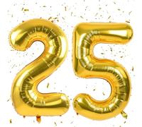 Ballons 25 Or,101cm Foil Ballons Chiffre 25 Or, Grands Ballon Numéro 25,Décoration 25 ans pour Femme Homme Anniversaires Fête Deco