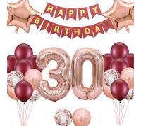Ballons 30 ans Décorations d'anniversaire, bordeaux rose doré 30e ballons en aluminium, décorations de fête d'anniversaire pour femmes de 30 ans, accessoires de fête pour femmes pour le 30e