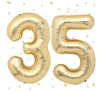 Ballons 35 Or Clai,101cm Foil Ballons Chiffre 35 Or, Grands Ballon Numéro 35,Décoration 35 ans pour Femme Homme Anniversaires Fête Deco