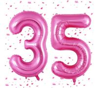 Ballons 35 Rose Chaud,101cm Foil Ballons Chiffre 35 Rose, Grands Ballon Numéro 35,Décoration 35 ans pour Femme Homme Anniversaires Fête Deco