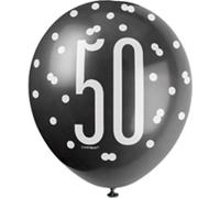 ballons 50 ans Décoration anniversaire 6 ballons noir-gris-blanc 30cm