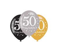 Amscan Ballons 50 ans multicolores 27,5 cm 6 pièces