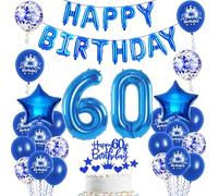Ballons 60e anniversaire décoration homme bleu happy birthday 60th anniversaire fête kit 60 ans décoration anniversaire homme 60 ans anniversaire anni