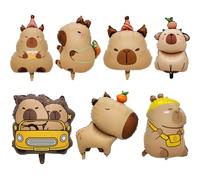 Ballons, 7 pièces ballons en aluminium-décorations d'anniversaire sur le thème des animaux Capybara mignons pour fête prénatale, fournitures de fête de révélation du sexe