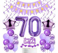 Ballons 70 ans anniversaire Femme Violet, Violet 70 ans anniversaire fête Déco, Anniversaire 70 ans Femme Violet, 70 ans anniversaire Ballon Femme, Violet 70 ans anniversaire Décoration gâteau