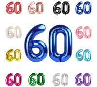 Ballons à 60 ans en forme de chiffre pour homme et femme - 101,6 cm - Bleu marine - Décoration d'anniversaire pour homme et femme - 60e anniversaire