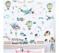Ballons à Air Chaud Autocollant Mural Avion Train Stickers muraux Enfants Chambre Stickers muraux Transport Autocollant pour Chambre décor