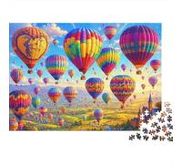 Ballons à air Chaud colorés Puzzle 1000 Pièces pour Fans, Papier Solide,Hot Air Balloon Sky Décoration Intérieure, Cadeau Anniversaire, Jeu Puzzle Mental, Décoration Murale 70x50cm/1000pcs