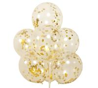 Ballons À Confettis Dorés - Ballon De Fête En Latex De 12 Pouces, Décoration De Fête En Ballon À Paillettes Multicolores, Latex Transparent De Qualité Supérieure, Avec Papier Doré Pour Mariage, S