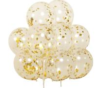 Ballons À Confettis Dorés - Ballons À Confettis En Latex Blanc Mat Doré Métallisé De 12 Pouces | Mariage De Fiançailles D’anniversaire De Femmes | Décorations De Fête Pour Anniversaire, Fête Prénatale