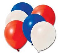 Ballons - A gonfler - Bleu, blanc, rouge - Sachet de 24 - Supporteur - Fête Blanc G