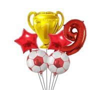 Ballons à hélium Air for trophée de Football, 6 pièces, 32 pouces, décorations fête d'anniversaire, ballon chiffres vert bleu rouge Pour Championnat Monde Fête(Red set-9)
