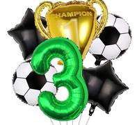 Ballons à hélium de Football avec chiffres verts, 32 pouces, ballon trophée, décorations fête d'anniversaire Pour Championnat Monde Fête(Football 6pcs 3)