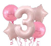 Ballons à l'hélium en forme de chiffre 3 en mylar pour filles - 101,6 cm - étoile et rose nacré - pour hélium - pour décoration de fête d'anniversaire