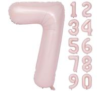 Ballons à l'hélium en forme de chiffre 7 en feuille d'aluminium Mylar pour décoration de fête d'anniversaire de garçons et filles - 101,6 cm - Rose mat