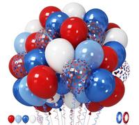 Ballons à l'hélium en latex pour jubilé de platine royal, patriotique, baseball, anniversaire, fête prénatale, remise de diplôme - 30,5 cm - rouge, blanc, bleu métallisé nacré