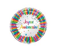 Ballons Alu Rond "" Joyeux Anniversaire "" 45 cm