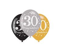 Amscan Ballons en latex – Lot de 6 – 27 cm – 30 ans