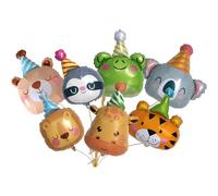 Ballons Animaux, 7 Pièces XXL Ballons en Forme de Tête d'animal, Ballon en Aluminium pour Anniversaire, Ballon à l'hélium Décoration d'anniversaire pour Fête sur le Thème des Animaux Jungle