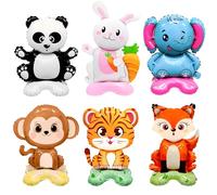 Ballons Animaux Jungle, Ballon Helium Autoportants avec Base Stable, Contient Points de Colle pour Ballons, Ruban, Facile à Utiliser, pour Anniversaires Animaux de la Jungle et Comme Jouet