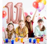 Ballons Anniversaire 11 Or Rose - 100cm - Ballon Chiffre 11 Numéro 11 - Happy Birthday Decoration Ballons Fête d'anniversaire Ans Vole Grâce à l'Hèlium 11
