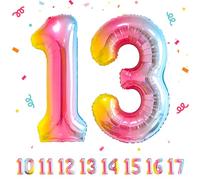 Ballons Anniversaire 13 Arc-en-ciel - 100cm - Ballon Chiffre 13 Numéro 13 - Happy Birthday Decoration Ballons Fête d'anniversaire Ans Vole Grâce à l'Hèlium 13