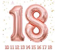Ballons Anniversaire 18 Or Rose - 100cm - Ballon Chiffre 18 Numéro 18 - Happy Birthday Decoration Ballons Fête d'anniversaire Ans Vole Grâce à l'Hèlium 18