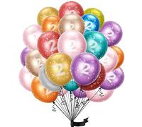 Ballons Anniversaire 2 Le Rainbow - Ballon Chiffre 2 Numéro 2-15 ballons de 30 cm Happy Birthday Decoration Ballons Fête d'anniversaire Ans Vole Grâce à l'Hèlium 2 Ballons 2