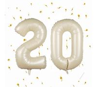 Ballons Anniversaire 20 Beige - 100cm - Chiffre Numéro 20 - Happy Birthday Decoration Fête d'Anniversaire Ans Vole Grâce à l'Hèlium