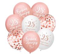 Ballons anniversaire 25 ans, lot de 24 décorations pour anniversaire de 25 ans filles femmes, 25 ballons "Tout le meilleur pour ton anniversaire", décoration anniversaire 25 ans roségold, ballon